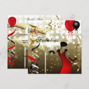 Invitación Glamorosa Lady Fabulous 50 Fifty Birthday Party