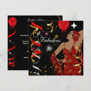 Invitación Glamorosa Lady Fabulous 50 Fifty Birthday Party