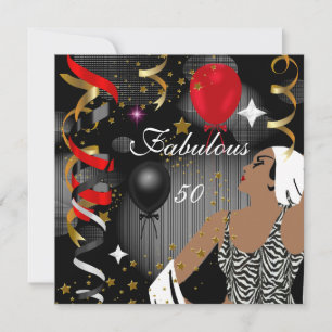 Invitación Glamorosa Lady Fabulous 50 Fifty Birthday Party 3