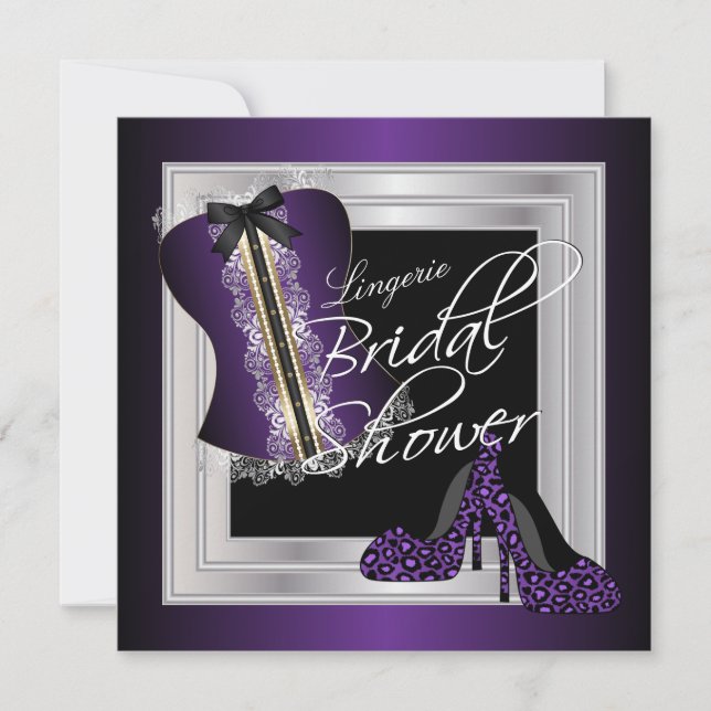 Invitación Glamorosa Lingerie Bridal Shower | Púrpura (Anverso)