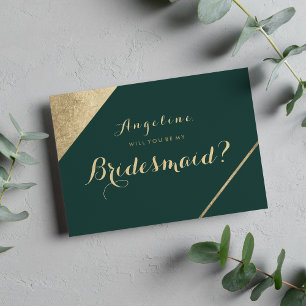 Invitación Glamorosa moda de oro verde del bosque Bridesmaid