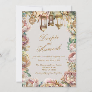 Invitación Glamorosas noches árabes Pastel Boda Floral