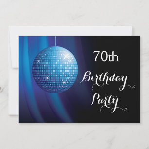 Invitación Glamoroso 70 cumpleaños Fiesta azul Disco Ball
