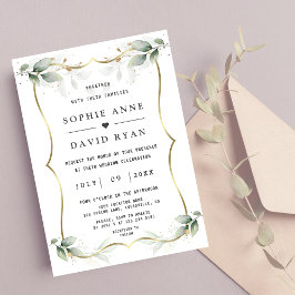 Invitación Glamoroso Boda de la vegetación de color acuático