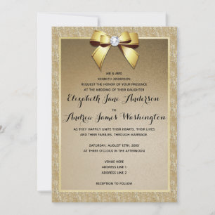 Invitación Glamoroso Boda de Oro y Gema Elegante