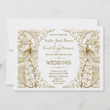 Glamoroso Boda de Peacocks Art Deco de Oro Blanco