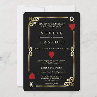 Invitación Glamoroso Boda de Poker Casino Las Vegas