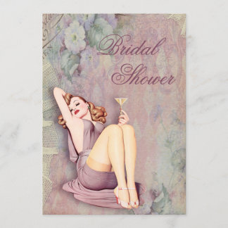 Invitación Glamoroso Chica de estaño retro con ducha de novia