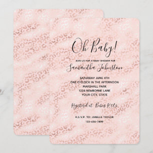 Invitación Glamoroso estampado de leopardo rosa femenino ombr