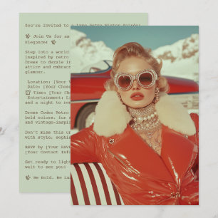 Invitación Glamoroso estilo retro invernal en un ambiente alp