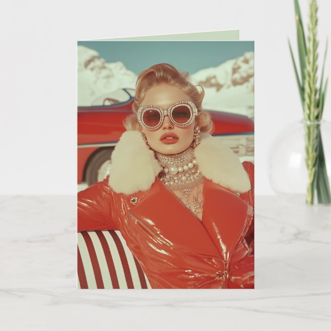 Invitación Glamoroso estilo retro invernal en un ambiente alp (Anverso)