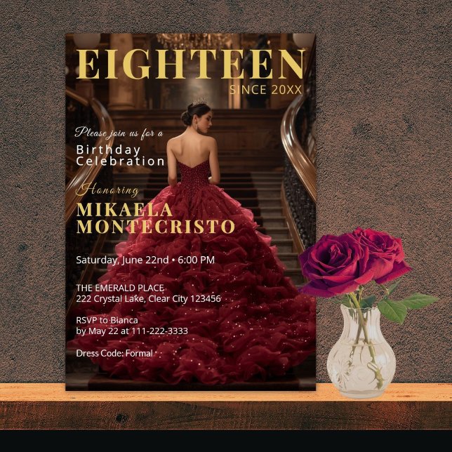 Invitación Glamoroso Estilo Revista 18 cumpleaños (Subido por el creador)