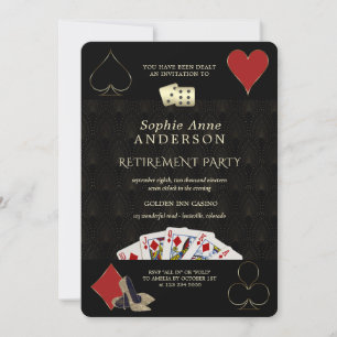 Invitación Glamoroso Fiesta de Jubilación de Casino Vegas Pok