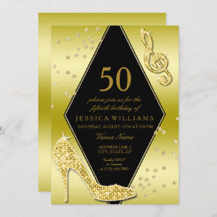 Invitación Glamoroso Glitzy Gold 50 cumpleaños