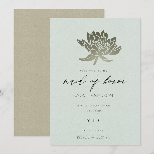 INVITACIÓN GLAMOROSO LOTUS DE PLATA AZUL PÁLIDA DE HONOR (Anverso / Reverso)