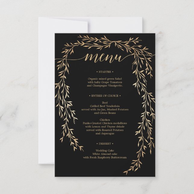 Invitación Glamoroso menú Boda dorado (Anverso)