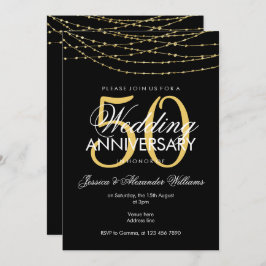 Invitación Glamoroso oro ilumina el 50 aniversario del Boda