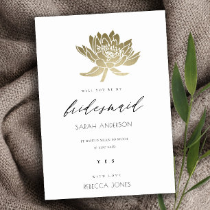 INVITACIÓN GLAMOROSO ORO PÁLIDO FLOR DE LOTO BLANCA DAMA DE H