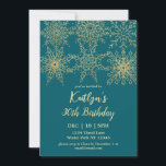 Invitación Glamoroso oro Verde azulado invierno 30 cumpleaños<br><div class="desc">Un glamoroso diseño de copos de nieve hace que estos fiestas sean ideales para los fiestas de los 30 años de invierno.</div>