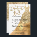 Invitación Glamoroso Purpurina de oro blanco vestido Debutant<br><div class="desc">Esta invitación lujosa, brillante y glamurosa a Debutante Ball es el diseño perfecto para una joven elegante y moda. Su diseño presenta un purpurina de oro falso impreso y un vestido de princesa de gradiente de Relieve metalizado dorado vintage sobre un simple fondo blanco con tipografía de personalizado dorado. En...</div>