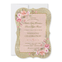 Glamoroso Purpurina de oro Boda Floral Rubor