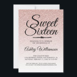 Invitación Glamoroso Purpurina Rosa Ombre Sweet 16 Cumpleaños<br><div class="desc">Una moderna y elegante diseño rosa falso purpurina oscuro Invitación dulce de 16 años. El purpurina rosa desaparece en un fondo blanco. El texto "Sweet Sixteen" (Dieciséis Dulces) en negro está configurado en escritura moderna. Perfecta invitación a la fiesta de cumpleaños número 16 para un glamuroso Sweet dieciséis, perfecto para...</div>