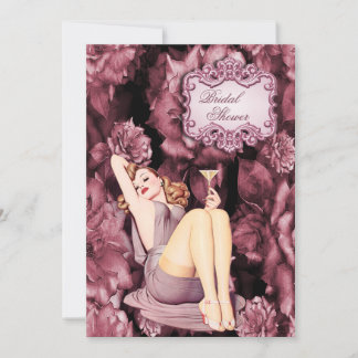 Invitación Glamoroso retro enganchado Chica ducha de novia fl