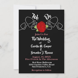 Invitación Glamoroso romántico hacemos Boda negro rosa rojo