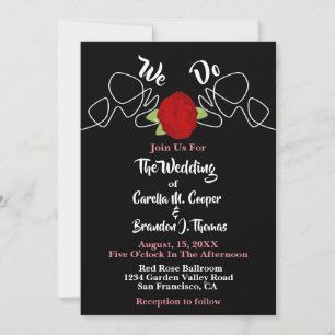 Invitación Glamoroso romántico hacemos Boda negro rosa rojo