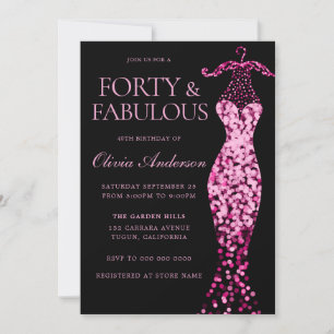Invitación Glamoroso vestido de espuma rosada 40 Fiesta de cu