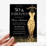 Invitación Glamoroso vestido de oro Fabuloso 50 cumpleaños<br><div class="desc">Glamoroso vestido de oro Fabuloso 50º cumpleaños Invitación Variaciones a la invitación y artículos coincidentes en nuestra tienda También disponible como invitación digital</div>