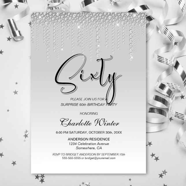 Invitación Glamorosos diamantes de plata sorprenden 60 años (Subido por el creador)