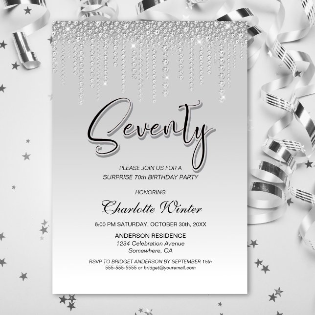 Invitación Glamorosos diamantes de plata sorprenden 70 años (Subido por el creador)