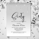 Invitación Glamorosos diamantes plateados Fiesta de cumpleaño<br><div class="desc">Organice su celebración de cumpleaños número 60 e invite a sus amigos y seres queridos con esta glamorosa invitación de cumpleaños de diamantes de plata.</div>