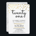 Invitación GLAMOROUS fiesta de 21 años INVITE gold confetti<br><div class="desc">*** NOTA - EL EFECTO DEL RELIEVE METALIZADO DORADO BRILLANTE ES UNA IMPRESIÓN IMPRESA *** Un diseño de invitación de moda para tu CUMPLEAÑOS para cualquier edad - contáctame para cambiar el tipo de purpurina para ti! Configurar como plantilla es sencillo para usted agregar sus propios detalles, o pulsar el...</div>