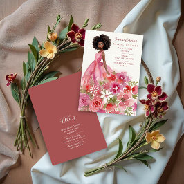 Invitación Glamorous Girl Lovely Pink Floral Bridal Shower