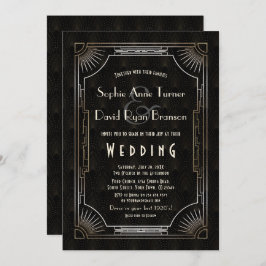 Invitación Glamorous Great Gatsby Gold Art Deco Wedding