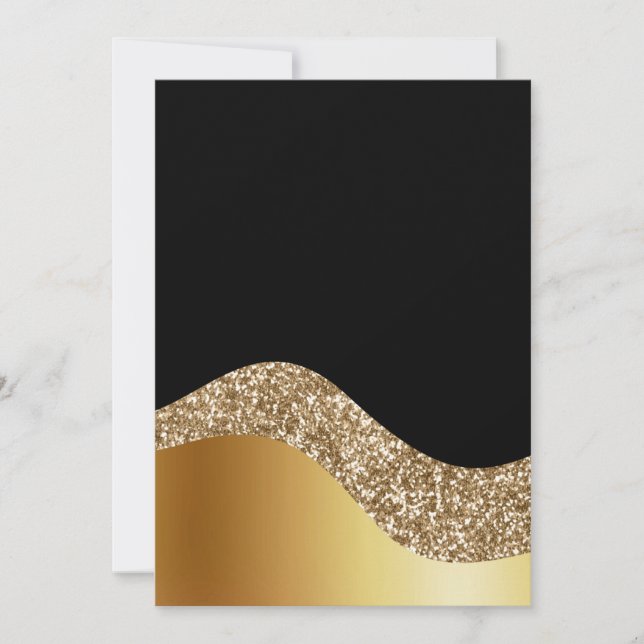 Invitación Glamorous Light Brown Black Waves Elegant Deluxe (Anverso)