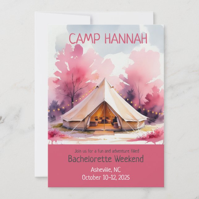 Invitación Glamour Bachelorette Weekend acuarela (Anverso)