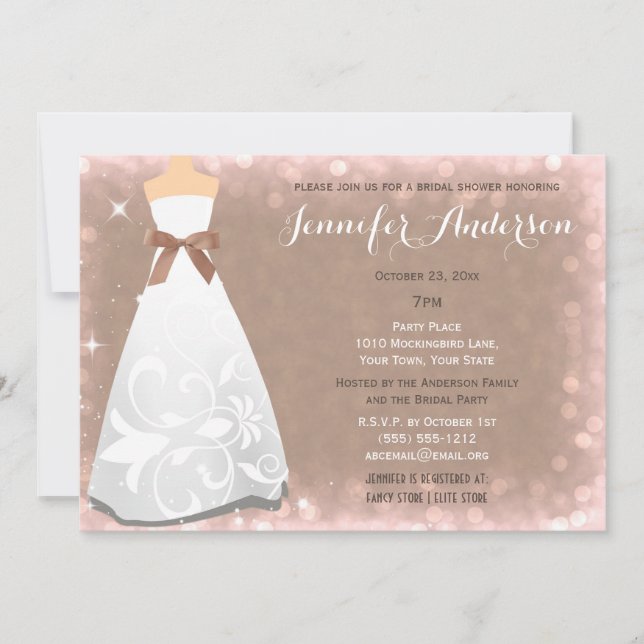 Invitación Glamour champagne Hollywood Tema Ducha nupcial (Anverso)