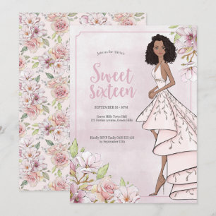 Invitación Glamour Chica Sweet 16 cumpleaños
