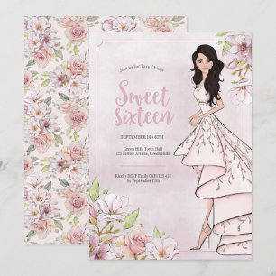 Invitación Glamour Chica Sweet 16 cumpleaños