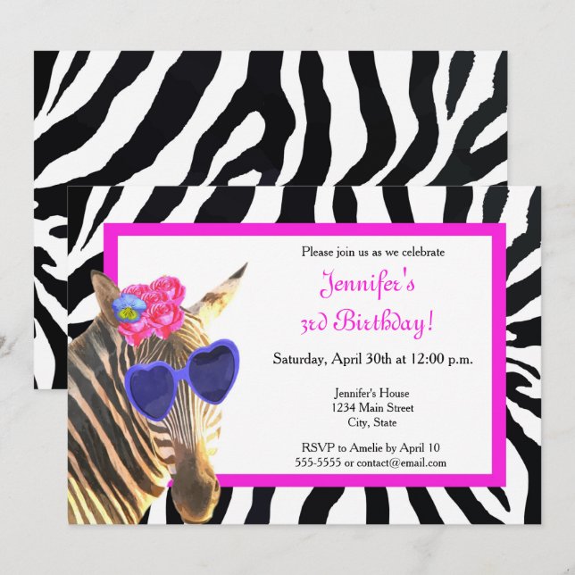 Invitación Glamour de la moda de los animales de la jungla de (Anverso / Reverso)