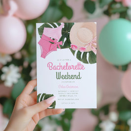 Invitación Glamour de verano rosa | Fin de semana de despedid