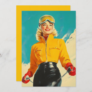Invitación Glamour del esquí retro Vintage Winter Adventure
