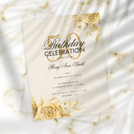 Invitación Glamour floral presupuesto cumpleaños crema de oro