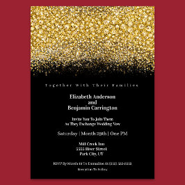 Invitación Glamour Gold Jeweled Glitter Wedding
