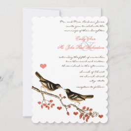 Invitación Glamour Lovebird Coral encantado Boda forestal