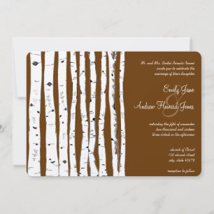 Invitación Glamour Mocha Brown Birch Tree Boda