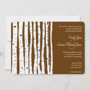 Invitación Glamour Mocha Brown Birch Tree Boda